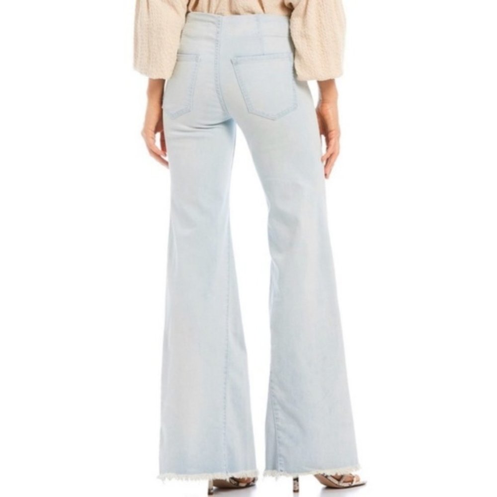 Free People Drapey Raw-Hem  Flare Pull-On Jeans